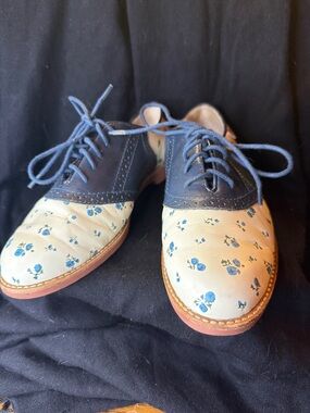 Navy and Cream Floral Saddle Shoes